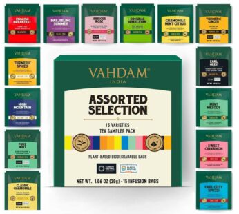 VAHDAM, Assorted Tea Sampler (15 Different Variety)