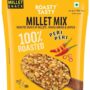 Roasty Tasty Millet Mix Peri Peri 340g | Healthy Snack of Roasted Bajra, Wheat Flakes, Moong, Masoor, Peanuts Ideal Millet Namkeen for Kids & Adults | Low Calorie Snacks - Roasted Namkeen - No Cholesterol, No Transfat Diet Mixture in Peri Peri Masala | Millet Snacks Items